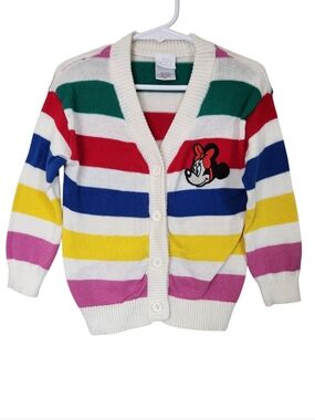 Disney 100 X Target Mini Mouse Sweater Colorful Preppy Striped Cardi Kids 3T